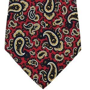 BROOKS BROTHERS MAKERS Red Yellow Navy Paisley Elegant Necktie Men's Tie